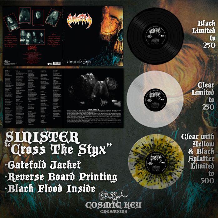 Sinister - Cross The Styx LP Gatefold - Mastard & Black Splatter Vinyl LP